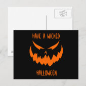 Carte Postale Jack-O'Lantern Face II, Orange (Devant / Derrière)