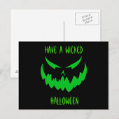 Carte Postale Jack-O'Lantern Face II, Vert (Devant / Derrière)