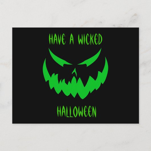 Carte Postale Jack-O'Lantern Face II, Vert (Devant)