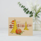 Carte Postale Jack O'Lantern Haystack Pleine lune Nuages (Debout devant)