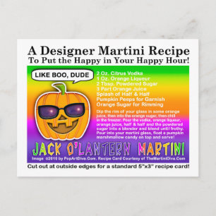Carte postale Jack O'Lantern Recette Cocktail Hall