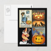 Carte Postale Jack o'Lantern vintage avec Montage Enfants (Devant / Derrière)