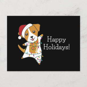 Carte Postale Jack Russel Chien de Noël Animaux d'hiver Chiens P