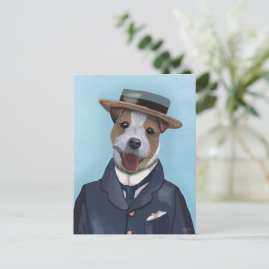 Carte Postale Jack Russell dans un bateau (Debout devant)