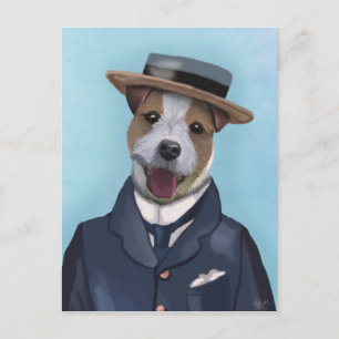 Carte Postale Jack Russell dans un bateau