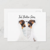 Carte Postale Jack Russell en bandana masque rétablis-toi (Devant / Derrière)