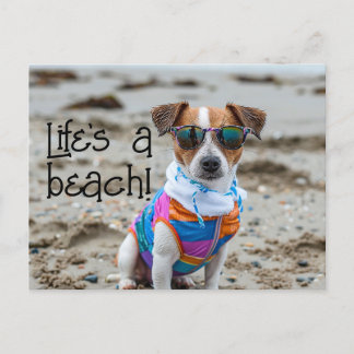 Carte Postale Jack Russell Terrier Chiot portant des lunettes de