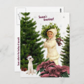 Carte postale Jack Russell vintage et Poinsettias (Devant / Derrière)