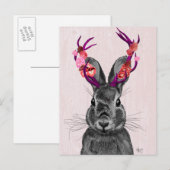 Carte Postale Jackalope avec Antlers roses 2 (Devant / Derrière)