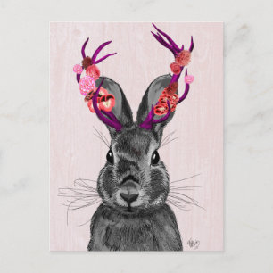 Carte Postale Jackalope avec Antlers roses 2