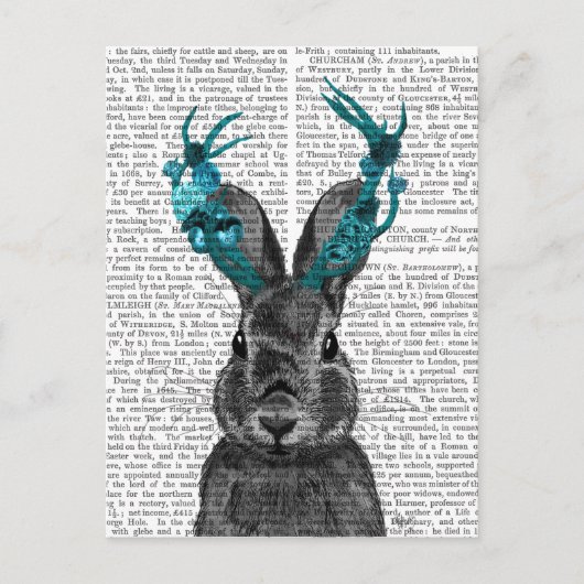 Carte Postale Jackalope avec Antlers Turquoise (Devant)