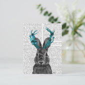 Carte Postale Jackalope avec Antlers Turquoise (Debout devant)