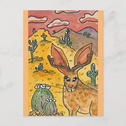 Carte Postale Jackalope, Parodie D'Art Original (Devant)