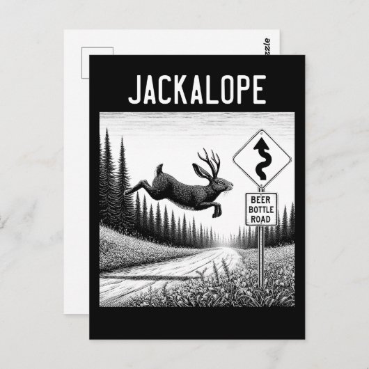 Carte Postale Jackalope Qui Traverse Une Ancienne Route Dirt (Devant / Derrière)