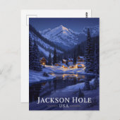 Carte Postale Jackson Hole Winter Night Snowy (Devant / Derrière)
