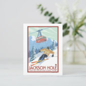 Carte Postale Jackson Hole, Wyoming Skier et Tramway (Debout devant)