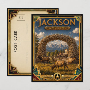 Carte Postale Jackson Wyoming Art Déco Vintage Âge d'Or