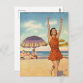 Carte Postale Jacksonville Beach, Floride Vintage (Devant / Derrière)