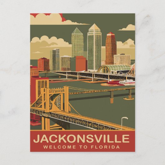 Carte Postale Jacksonville, Côte Atlantique, Voyage (Devant)