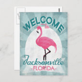 Carte Postale Jacksonville Floride Flamant Rose Rétro (Devant / Derrière)
