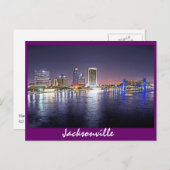 Carte Postale Jacksonville, Floride la nuit (Devant / Derrière)