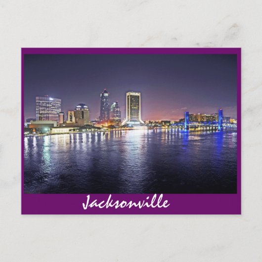 Carte Postale Jacksonville, Floride la nuit (Devant)