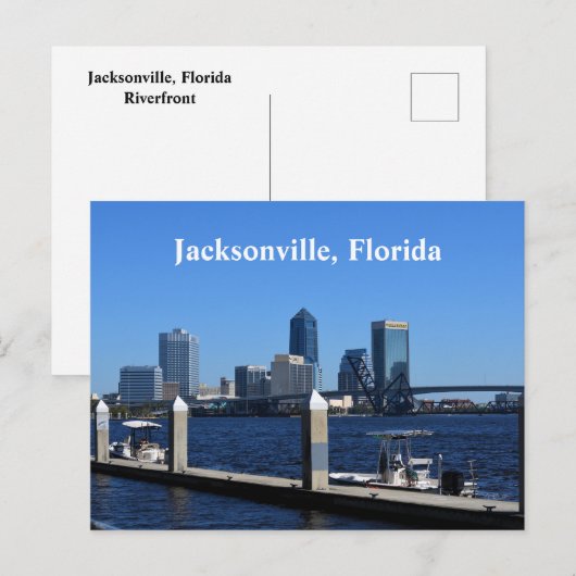 Carte Postale Jacksonville, Floride Riverfront (Devant / Derrière)
