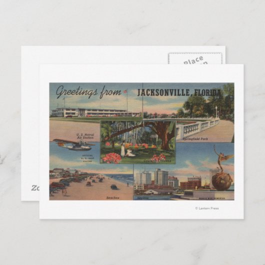 Carte Postale Jacksonville, Floride - Salutations De (Devant / Derrière)