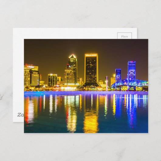 Carte Postale Jacksonville Floride skyline le long de la rivière (Devant / Derrière)