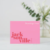 Carte Postale Jacksonville Floride typographique rose (Debout devant)
