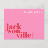 Carte Postale Jacksonville Floride typographique rose (Devant)