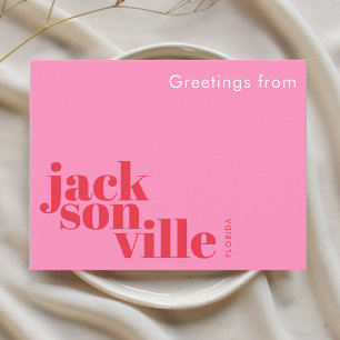 Carte Postale Jacksonville Floride typographique rose