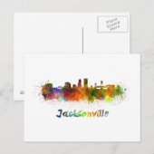 Carte Postale Jacksonville skyline in watercolor (Devant / Derrière)