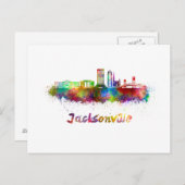 Carte Postale Jacksonville V2 skyline in watercolor (Devant / Derrière)