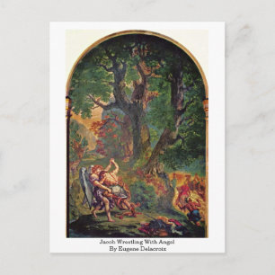 Carte Postale Jacob Lutte Avec Angel Par Eugene Delacroix