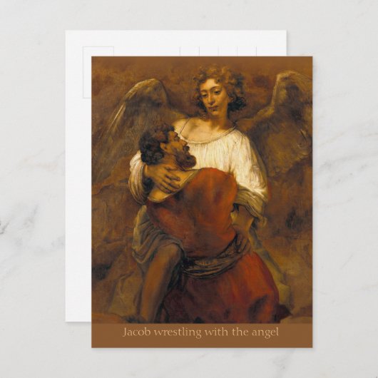Carte Postale Jacob lutte avec l'ange CC0799 Rembrandt (Devant / Derrière)