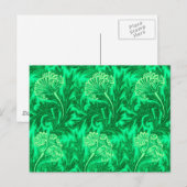 Carte Postale Jacobean Flower Damask, Emerald et Lime Green (Devant / Derrière)