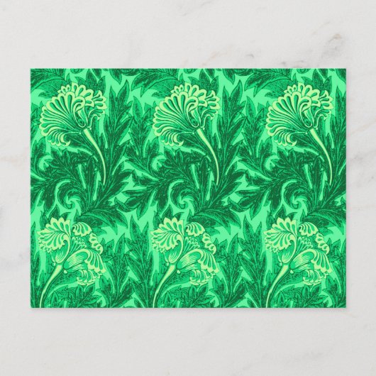 Carte Postale Jacobean Flower Damask, Emerald et Lime Green (Devant)