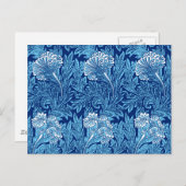 Carte Postale Jacobean Flower Damask, Navy, Sky Blue et White (Devant / Derrière)