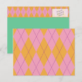 Carte Postale Jacquard Pastel Rose & Orange (Devant / Derrière)