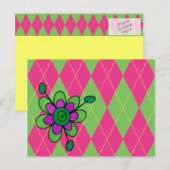 Carte Postale Jacquard rose et vert et fleurs (Devant / Derrière)