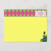Carte Postale Jacquard rose et vert et fleurs (Dos)
