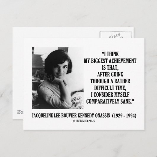 Carte Postale Jacqueline Kennedy Citation Comparativement Sane (Devant / Derrière)