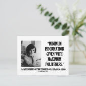 Carte Postale Jacqueline Kennedy Politesse minimale de l'informa (Debout devant)