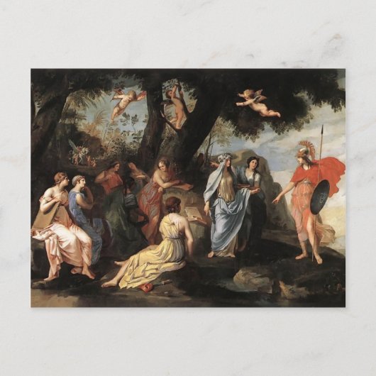 Carte Postale Jacques Stella- Minerve avec les Muses (Devant)