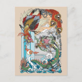 Carte Postale Jade Dragon and Gold Phoenix playing with a pearl (Devant)