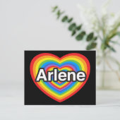 Carte Postale J'adore Arlene. Je t'aime Arlene. Cœur (Debout devant)