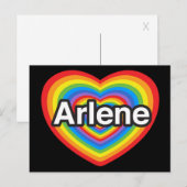 Carte Postale J'adore Arlene. Je t'aime Arlene. Cœur (Devant / Derrière)