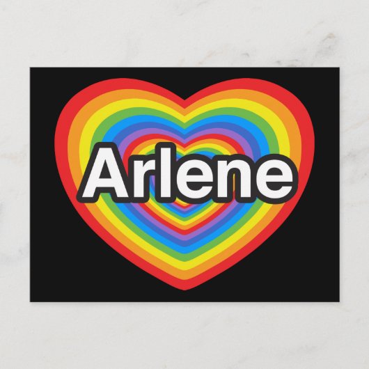Carte Postale J'adore Arlene. Je t'aime Arlene. Cœur (Devant)