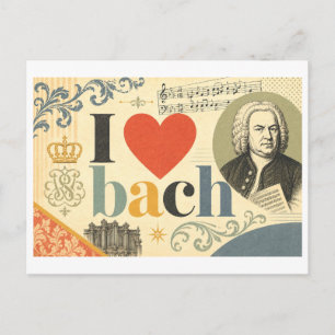 Carte Postale "J'adore Bach"